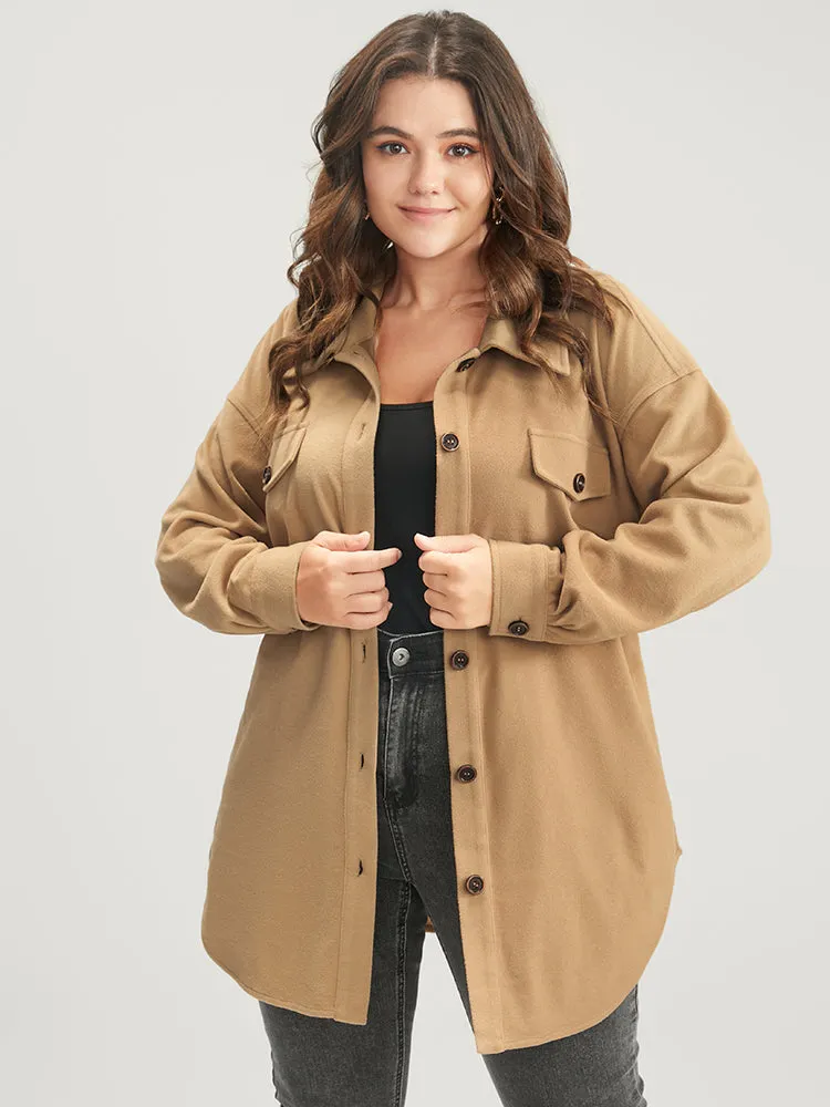 Solid Belted Pocket Button Up Shirt sold by Bloomchic