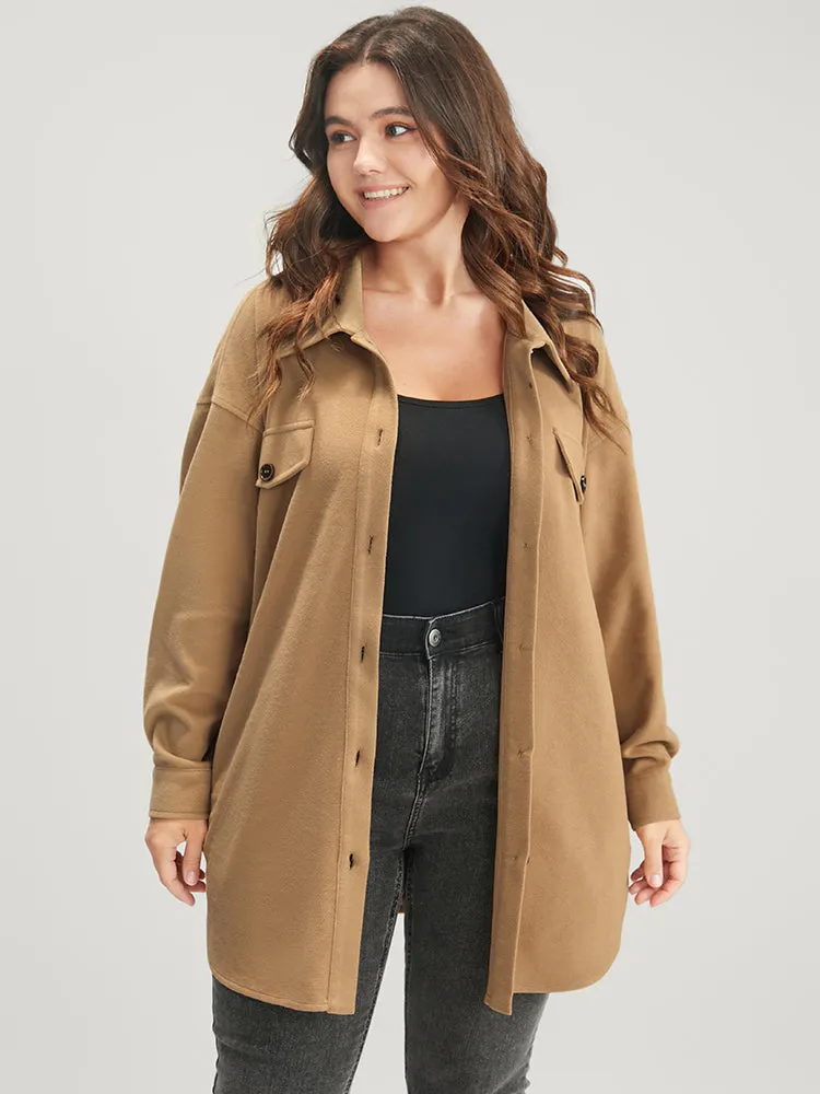 Solid Belted Pocket Button Up Shirt sold by Bloomchic product image thumbnail 5