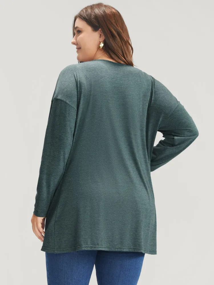 Solid Cowl Neck Asymmetrical Hem Long Tee sold by Bloomchic product image thumbnail 4