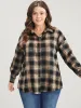 Plaid Print Button Up Drop Shoulder Blouse sold by Bloomchic