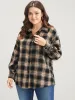 Plaid Print Button Up Drop Shoulder Blouse sold by Bloomchic