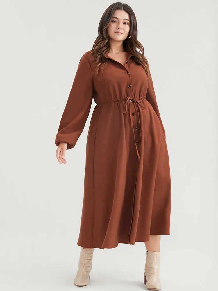 Solid Tie Up Shirt Collar Pocket Button Detail Corduroy Dress sold by Bloomchic product image thumbnail 5