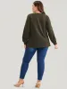 Solid Round Neck Pocket Lace Hem Sweatshirt sold by Bloomchic
