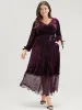 Solid Pocket Contrast Lace Scalloped Trim Belted Velvet Dress sold by Bloomchic