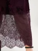 Solid Pocket Contrast Lace Scalloped Trim Belted Velvet Dress sold by Bloomchic