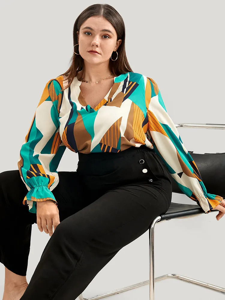 Geometric Print V Neck Blouse sold by Bloomchic product image thumbnail 3