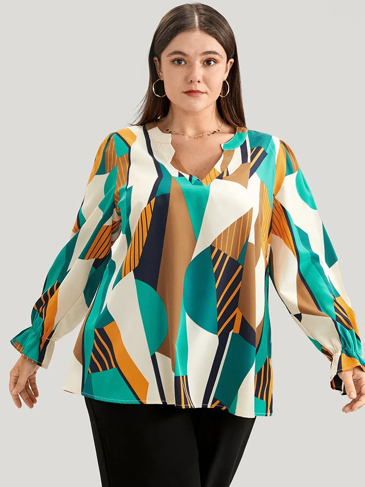 Geometric Print V Neck Blouse sold by Bloomchic product image thumbnail 4