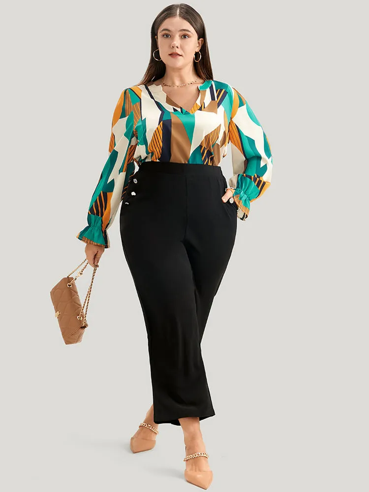 Geometric Print V Neck Blouse sold by Bloomchic product image thumbnail 2