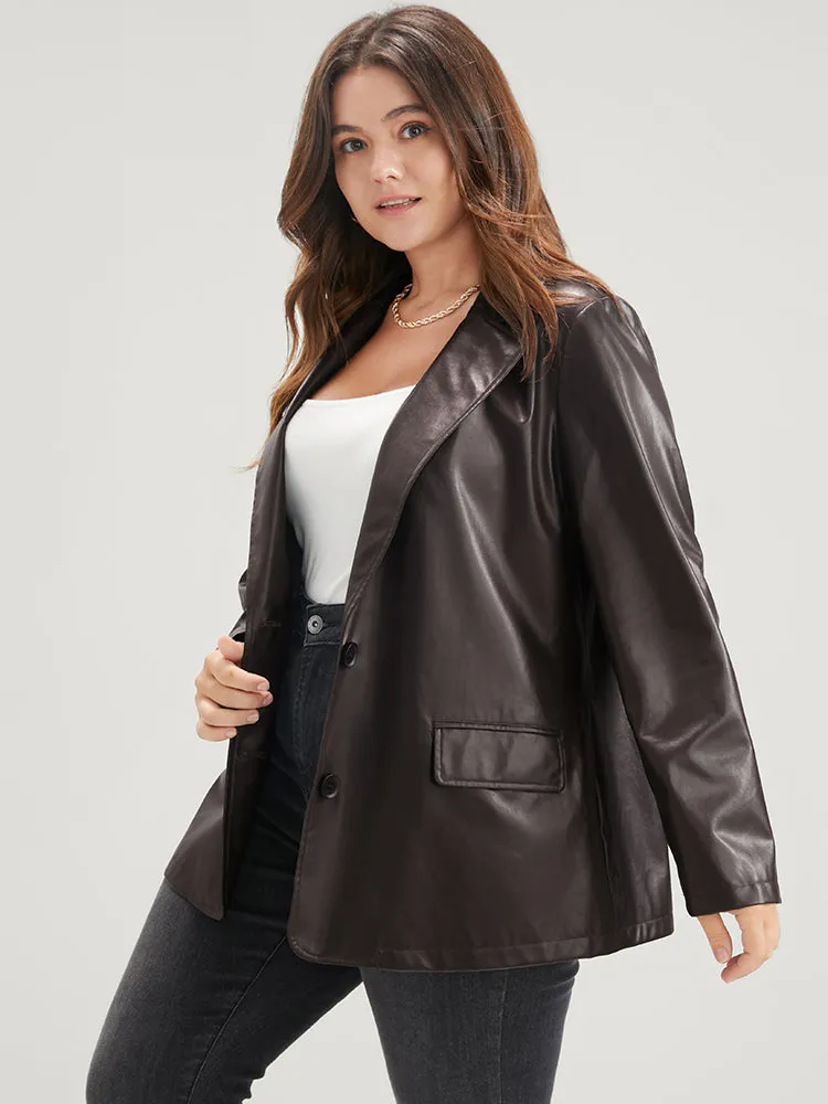 PU Leather Suit Collar Pocket Blazer sold by Bloomchic product image thumbnail 3