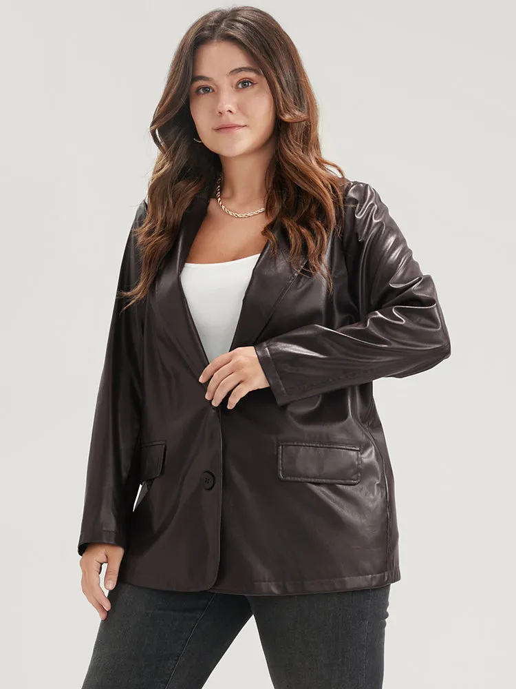 PU Leather Suit Collar Pocket Blazer sold by Bloomchic product image thumbnail 4