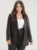 PU Leather Suit Collar Pocket Blazer sold by Bloomchic