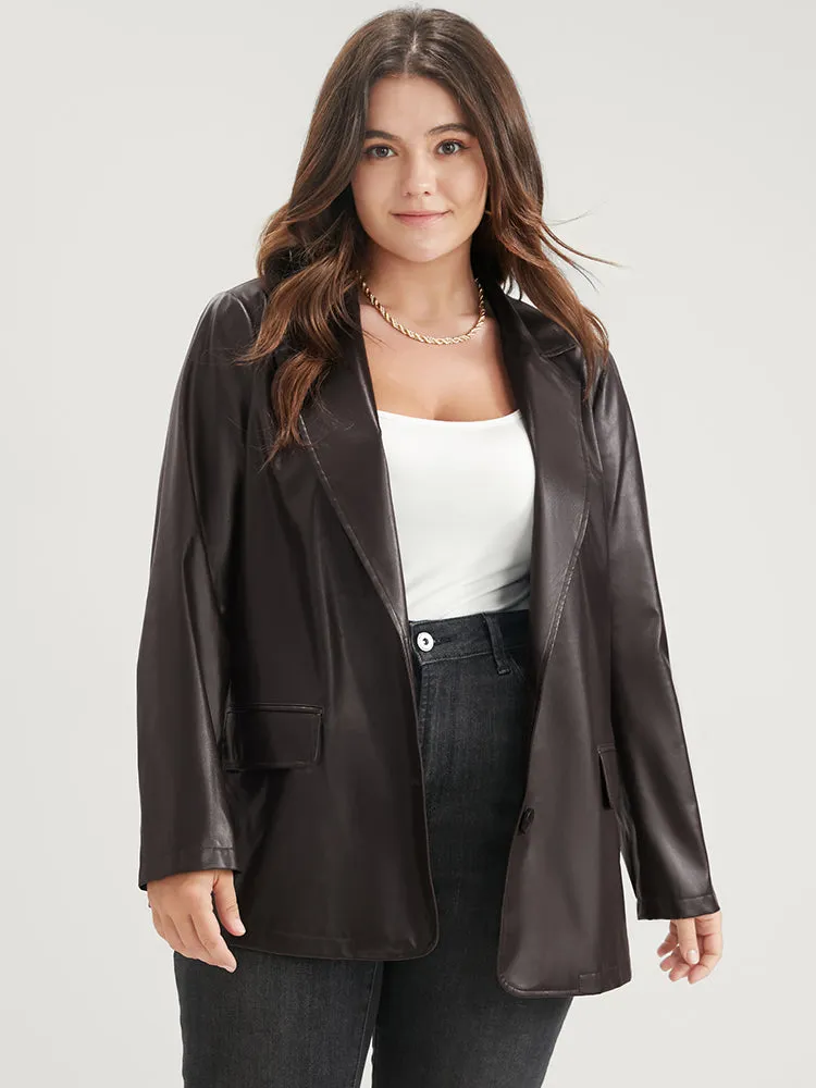 PU Leather Suit Collar Pocket Blazer sold by Bloomchic product image thumbnail 2