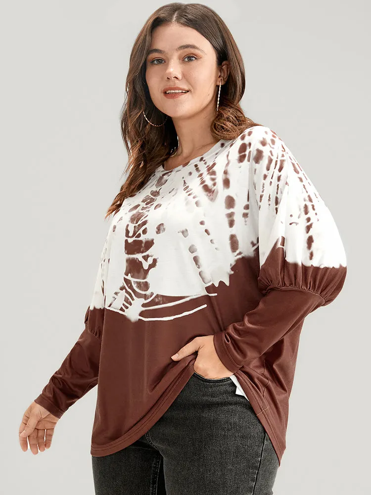 Tie Dye Round Neck Dolman Sleeve Long Tee sold by Bloomchic product image thumbnail 3