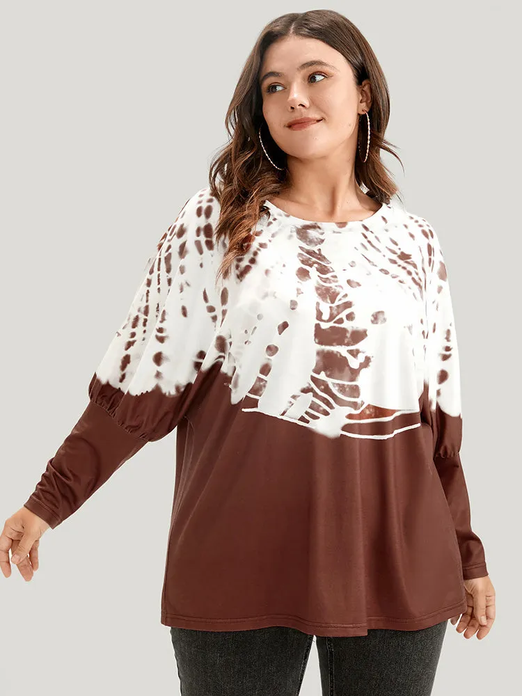 Tie Dye Round Neck Dolman Sleeve Long Tee sold by Bloomchic product image thumbnail 4