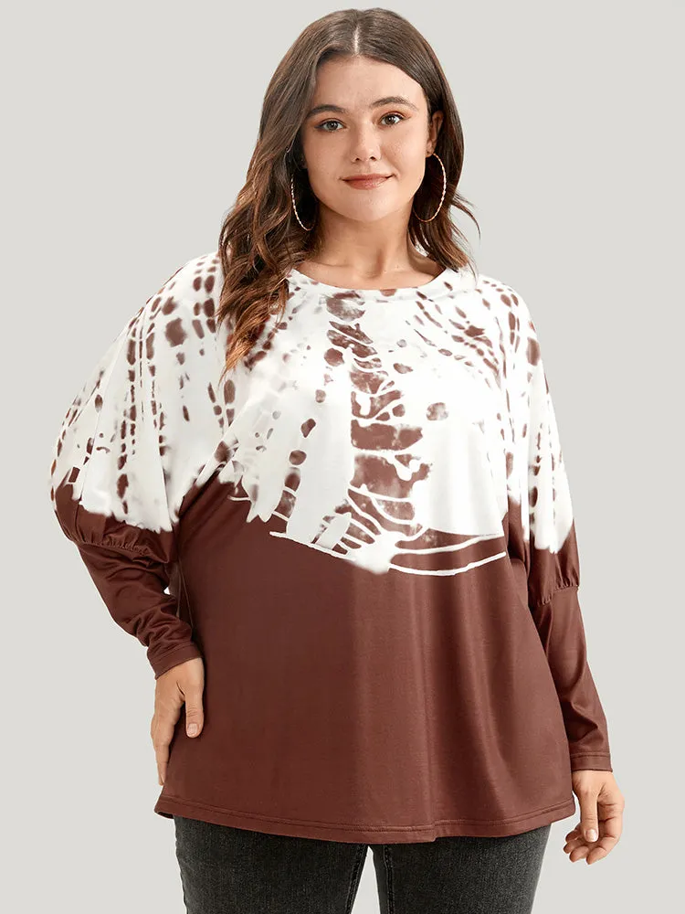 Tie Dye Round Neck Dolman Sleeve Long Tee sold by Bloomchic product image thumbnail 5