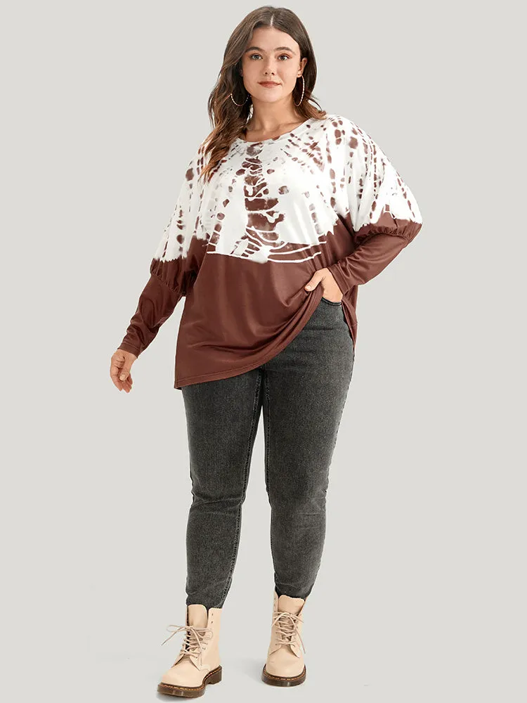 Tie Dye Round Neck Dolman Sleeve Long Tee sold by Bloomchic product image thumbnail 2