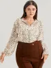 Leopard Mesh Ruffle Trim Button Up Blouse sold by Bloomchic