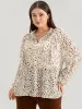 Leopard Mesh Ruffle Trim Button Up Blouse sold by Bloomchic