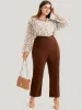 Leopard Mesh Ruffle Trim Button Up Blouse sold by Bloomchic