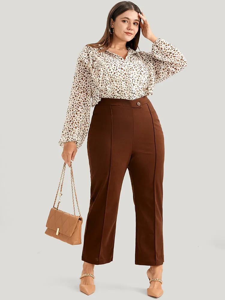 Leopard Mesh Ruffle Trim Button Up Blouse sold by Bloomchic product image thumbnail 2