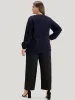 Solid Lantern Sleeve Button Detail Notched Blouse sold by Bloomchic