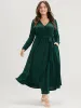 Solid Wrap Pocket Belted Asymmetrical Hem Dress sold by Bloomchic
