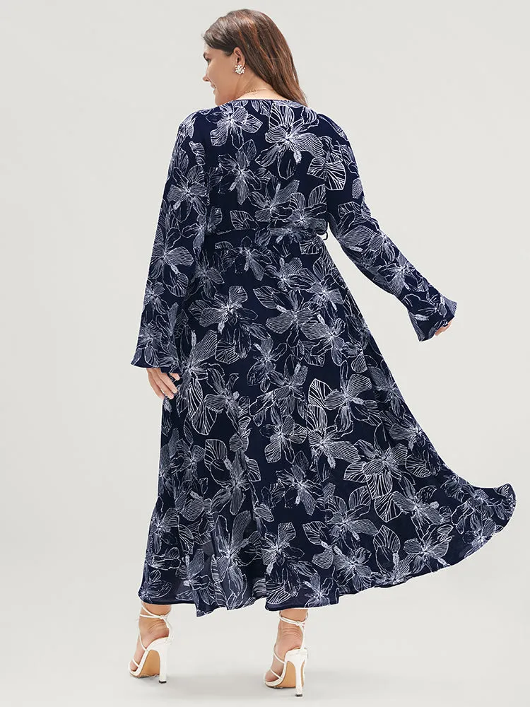 Floral Print Belted Pocket Split Hem Wrap Dress sold by Bloomchic product image thumbnail 5