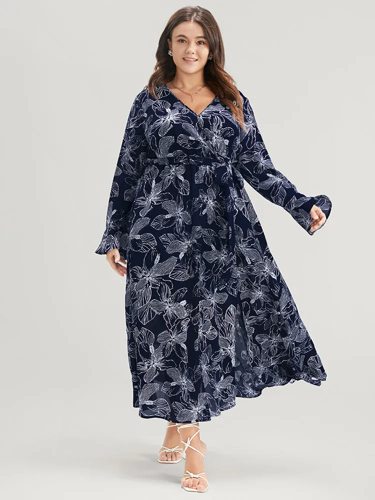 Floral Print Belted Pocket Split Hem Wrap Dress sold by Bloomchic product image thumbnail 3