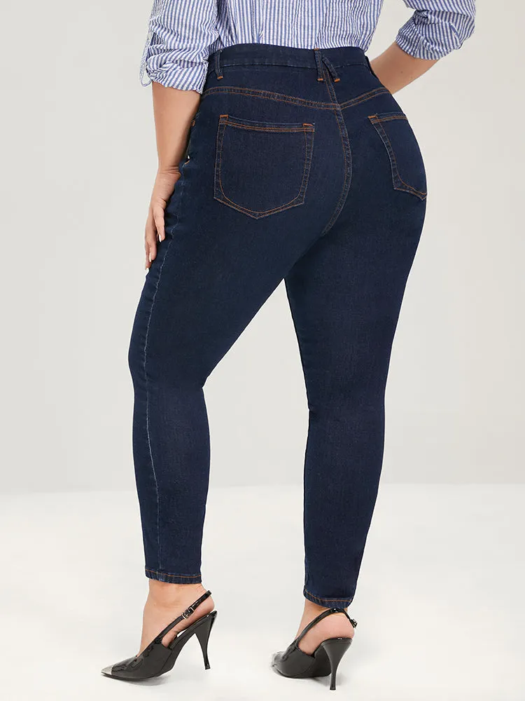 Skinny Very Stretchy High Rise Dark Wash Full Jeans sold by Bloomchic product image thumbnail 5