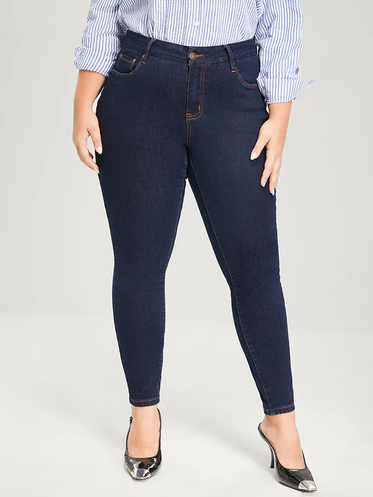 Skinny Very Stretchy High Rise Dark Wash Full Jeans sold by Bloomchic product image thumbnail 3