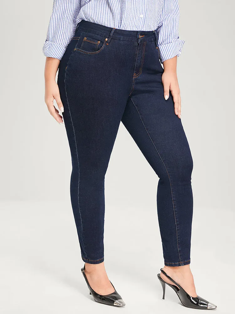Skinny Very Stretchy High Rise Dark Wash Full Jeans sold by Bloomchic product image thumbnail 4