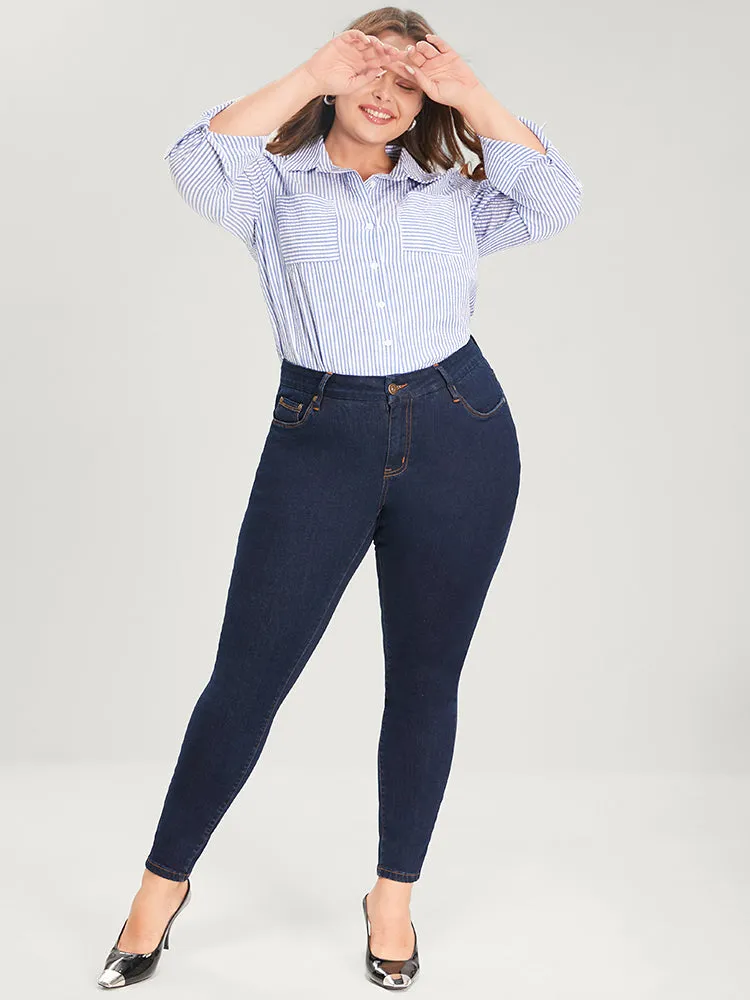 Skinny Very Stretchy High Rise Dark Wash Full Jeans sold by Bloomchic product image thumbnail 2