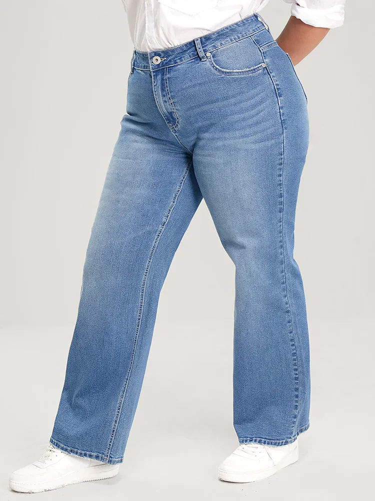 Boyfriend Wide Leg Slightly Stretchy High Rise Medium Wash Jeans sold by Bloomchic product image thumbnail 4