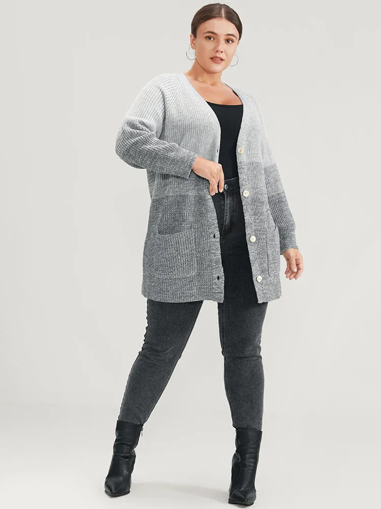 Ombre Pointelle Knit Pocket Button Front Cardigan sold by Bloomchic product image thumbnail 2