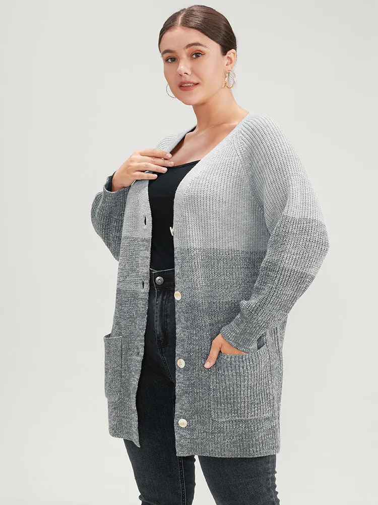 Ombre Pointelle Knit Pocket Button Front Cardigan sold by Bloomchic product image thumbnail 3