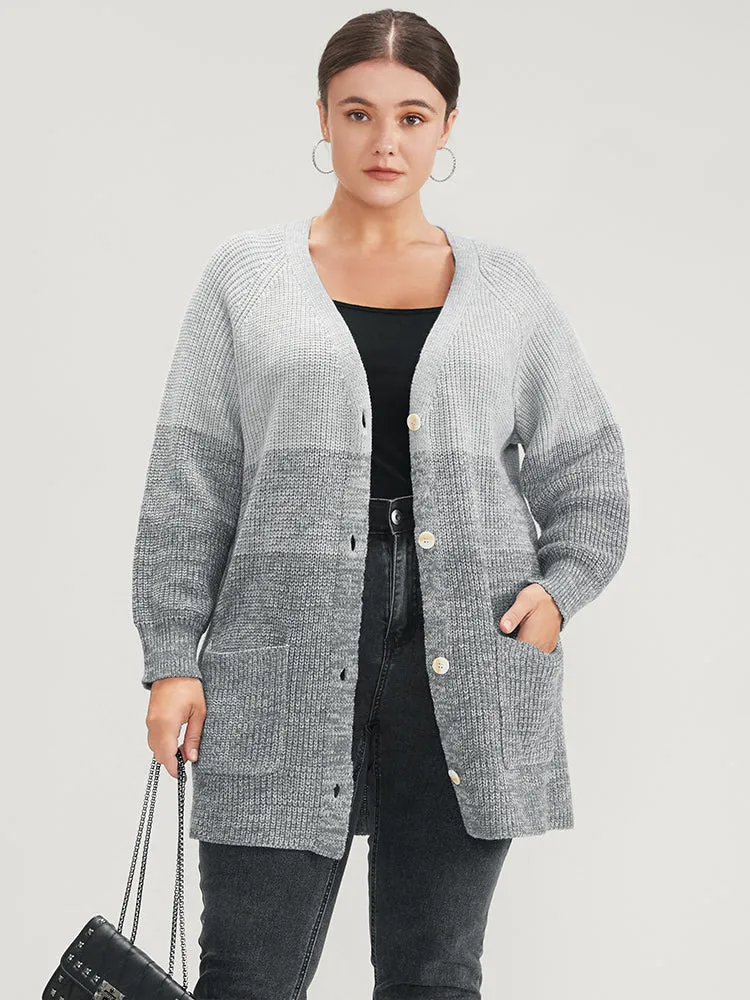 Ombre Pointelle Knit Pocket Button Front Cardigan sold by Bloomchic product image thumbnail 4