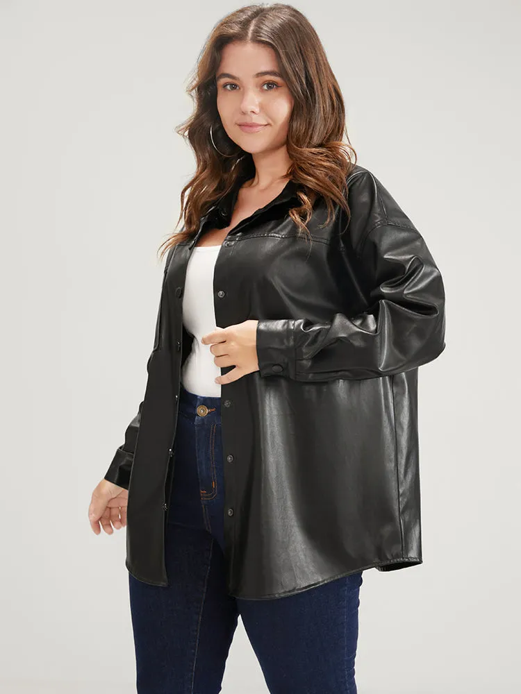 PU Leather Pocket Button Up Coat sold by Bloomchic product image thumbnail 3