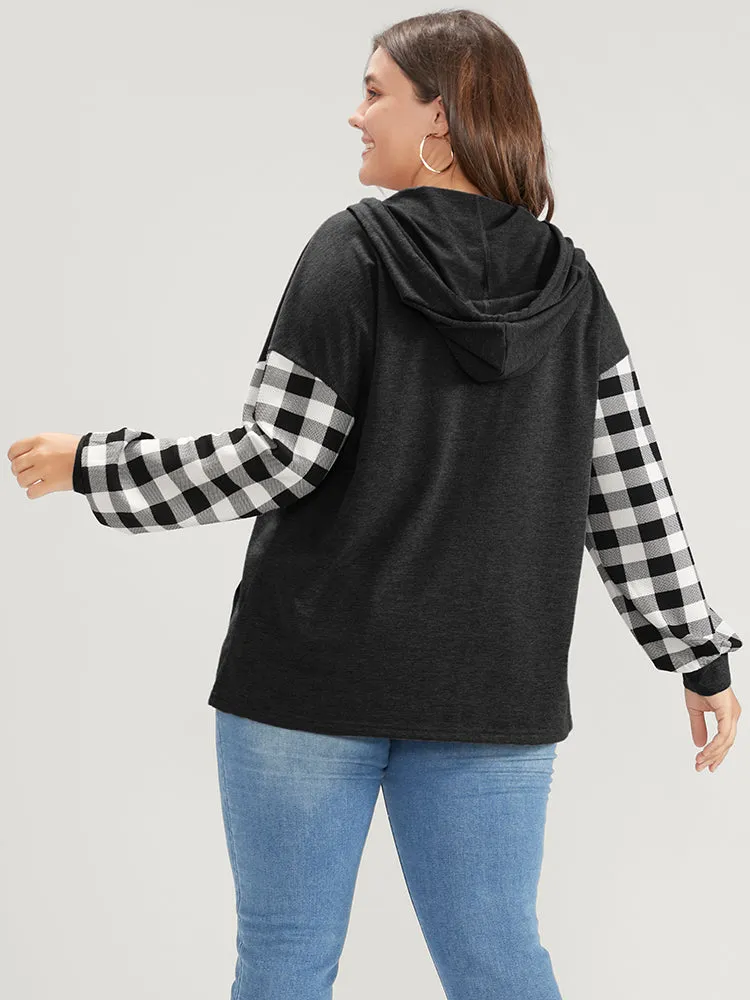 Gingham Pocket Button Up Hooded Sweatshirt sold by Bloomchic product image thumbnail 5