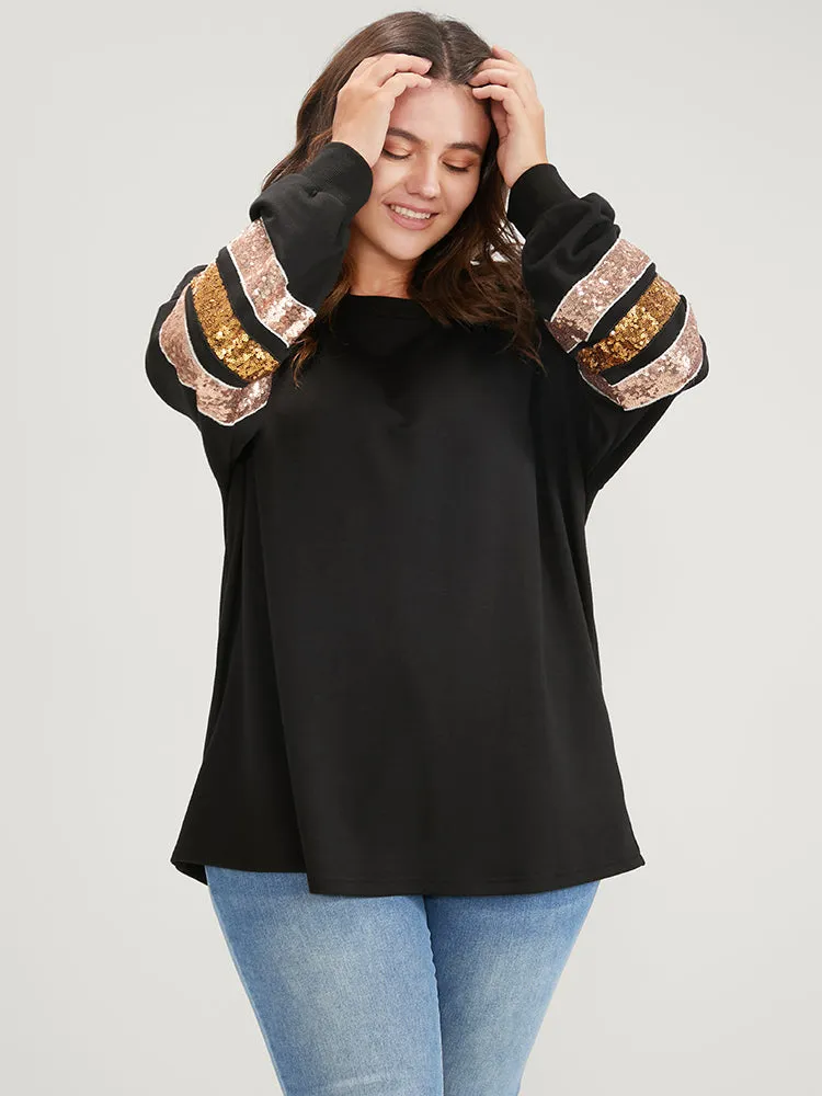 Solid Contrast Patchwork Drop Shoulder Sweatshirt sold by Bloomchic product image thumbnail 5