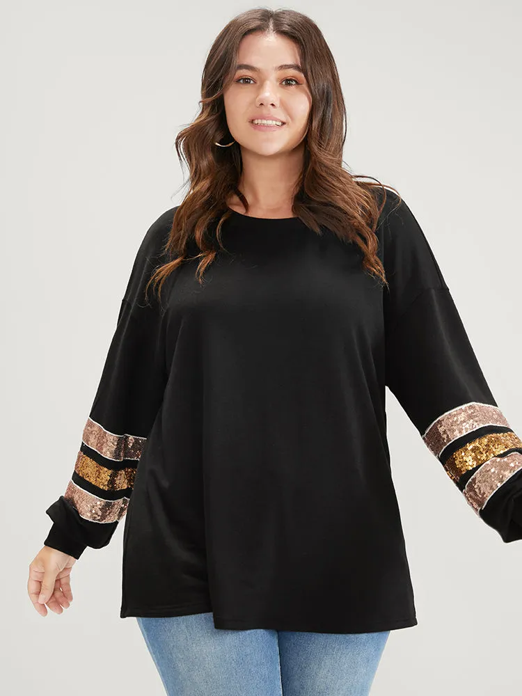 Solid Contrast Patchwork Drop Shoulder Sweatshirt sold by Bloomchic product image thumbnail 4