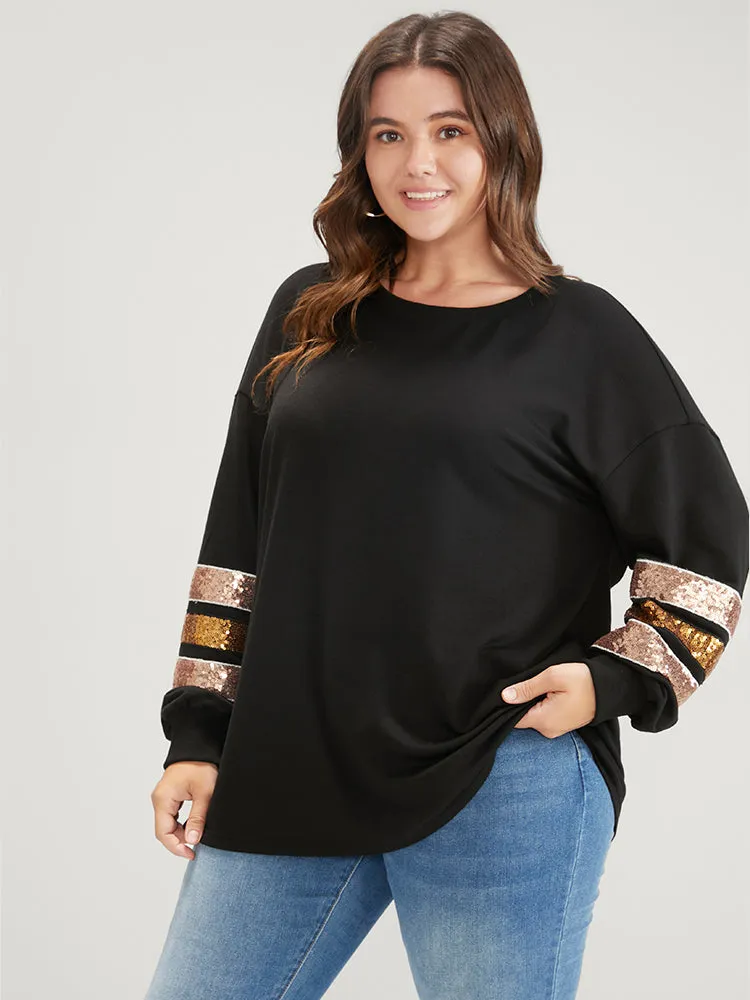 Solid Contrast Patchwork Drop Shoulder Sweatshirt sold by Bloomchic