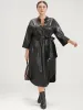 PU Leather Pocket Belted Arc Hem Dress sold by Bloomchic