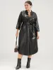 PU Leather Pocket Belted Arc Hem Dress sold by Bloomchic
