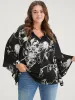 Floral Print V Neck Dolman Sleeve Blouse sold by Bloomchic