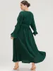 Solid V Neck Ruffled Button Detail Belted Split Maxi Dress sold by Bloomchic