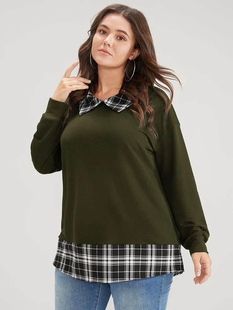 Plaid Print Drop Shoulder 2-In-1 Sweatshirt sold by Bloomchic product image thumbnail 4