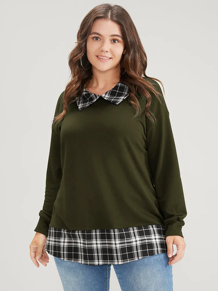 Plaid Print Drop Shoulder 2-In-1 Sweatshirt sold by Bloomchic