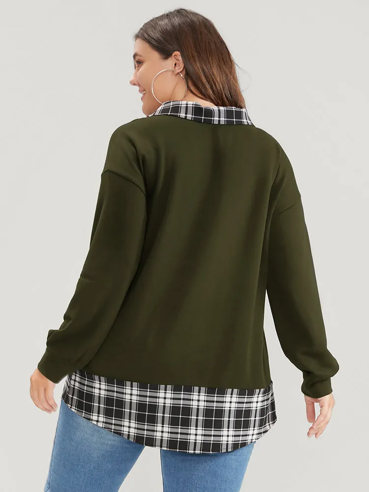 Plaid Print Drop Shoulder 2-In-1 Sweatshirt sold by Bloomchic product image thumbnail 5