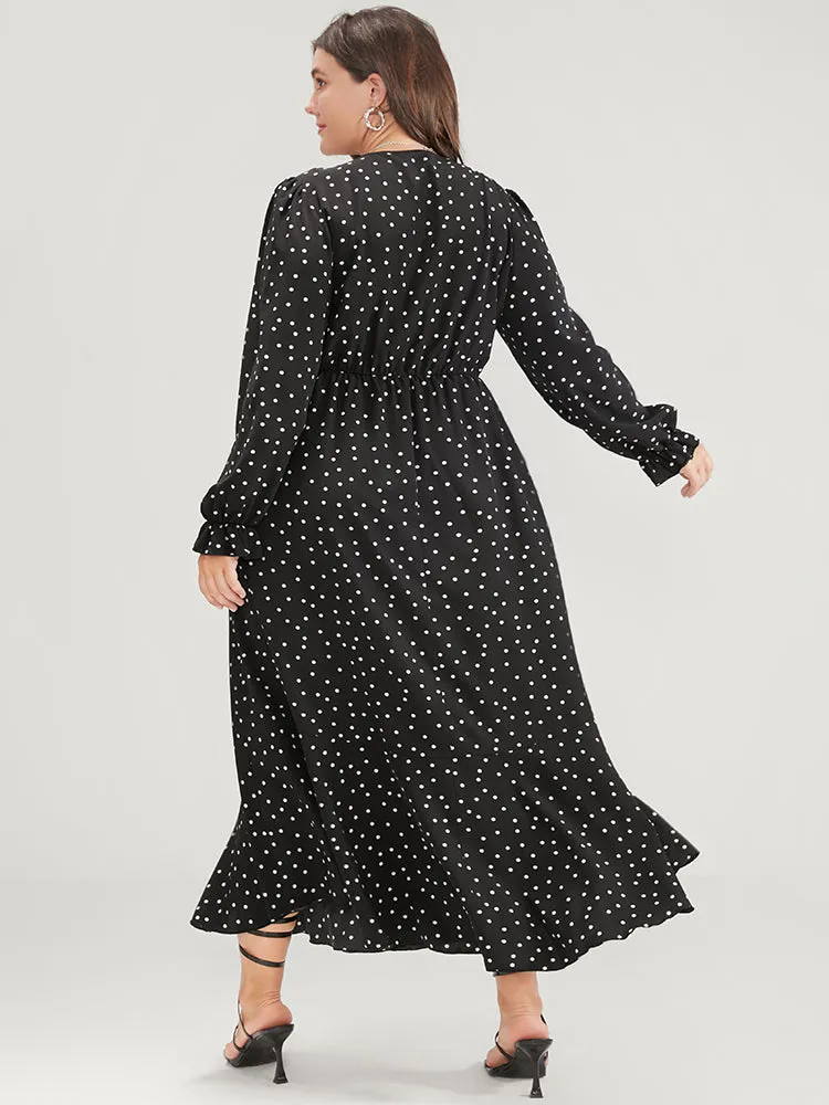 Polka Dot Pocket Contrast Lace Split Hem Dress sold by Bloomchic product image thumbnail 5