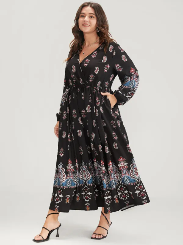 Paisley Pocket Split Wrap Maxi Dress sold by Bloomchic